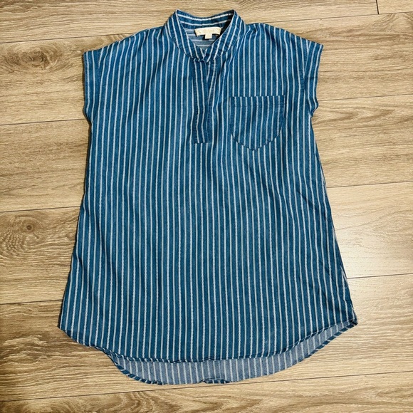 Weekend Suzanne Betro Blue Striped Women's Relaxed Tunic Loungewear Top Size S - Picture 11 of 15